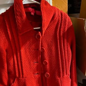 Red pea coat